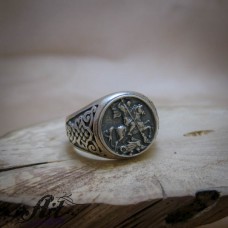 Мъжки сребърен пръстен "Свети Георги" R-958